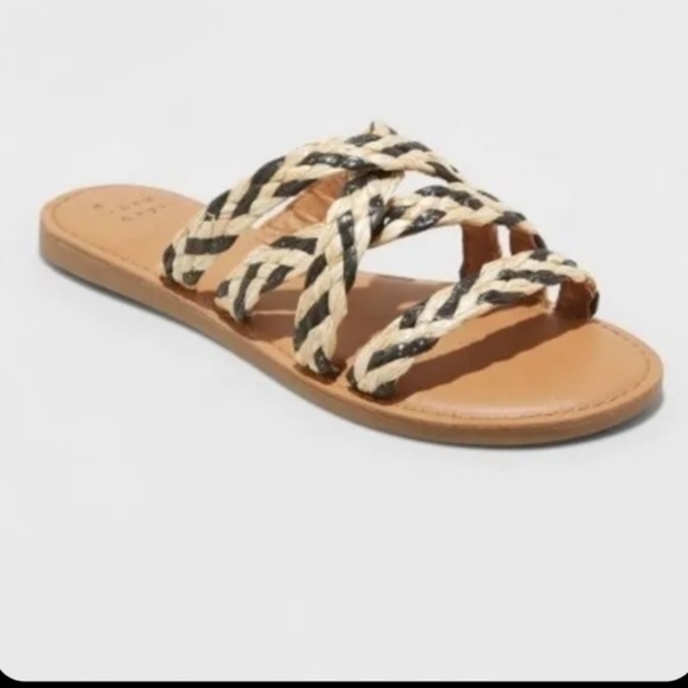 A New Day Lalli Strappy Sandals - Women's Summer Casual Braided‎ Slide Size 6.5
